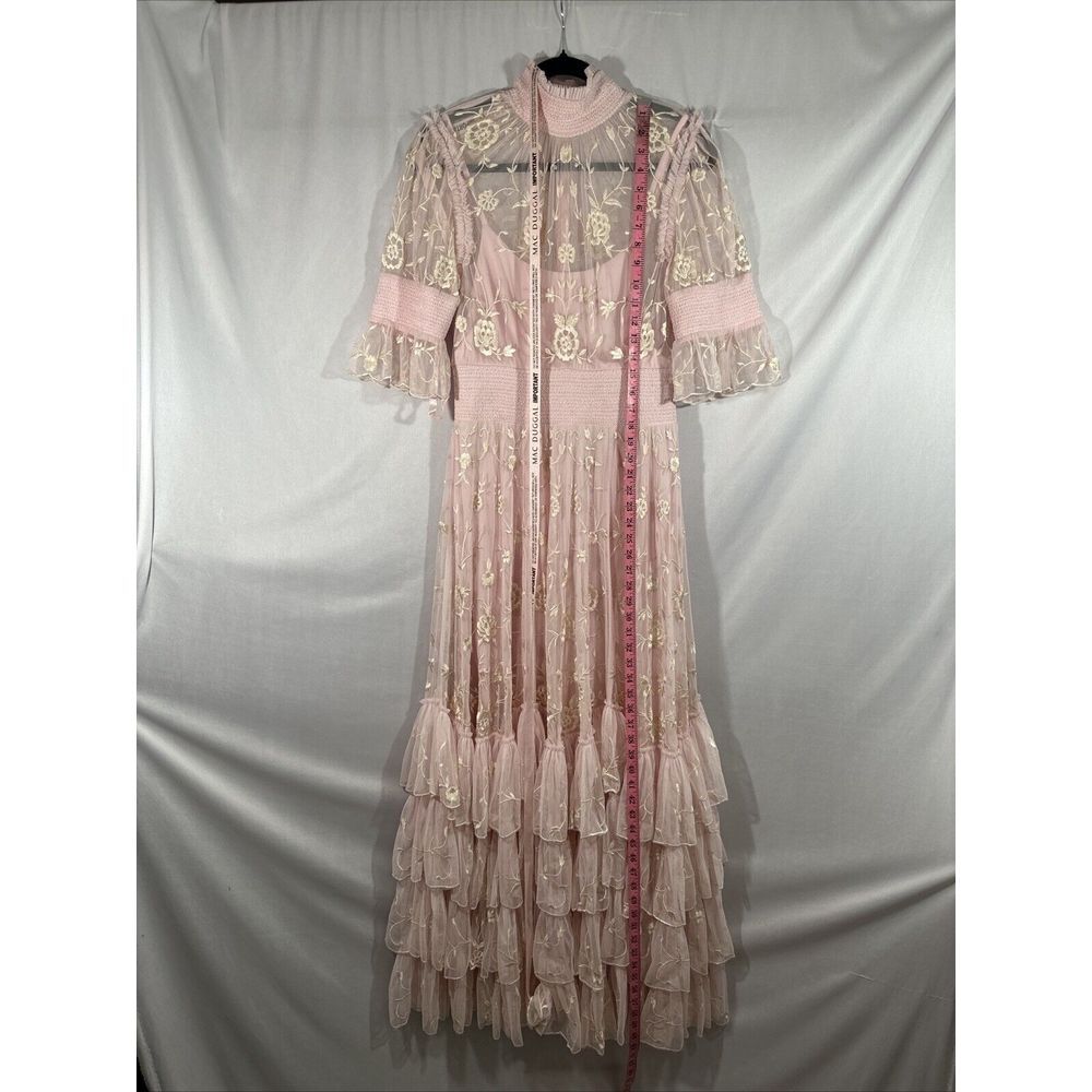 NEW MAC DUGGAL [ 6‎ ] 8005 Embroidered Floral Tiered Smock Neck Gown Rose Pink - Picture 8 of 16
